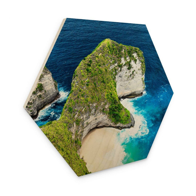 Hexagon Holzbild Felsenküste von Nusa Penida - Hugonnard