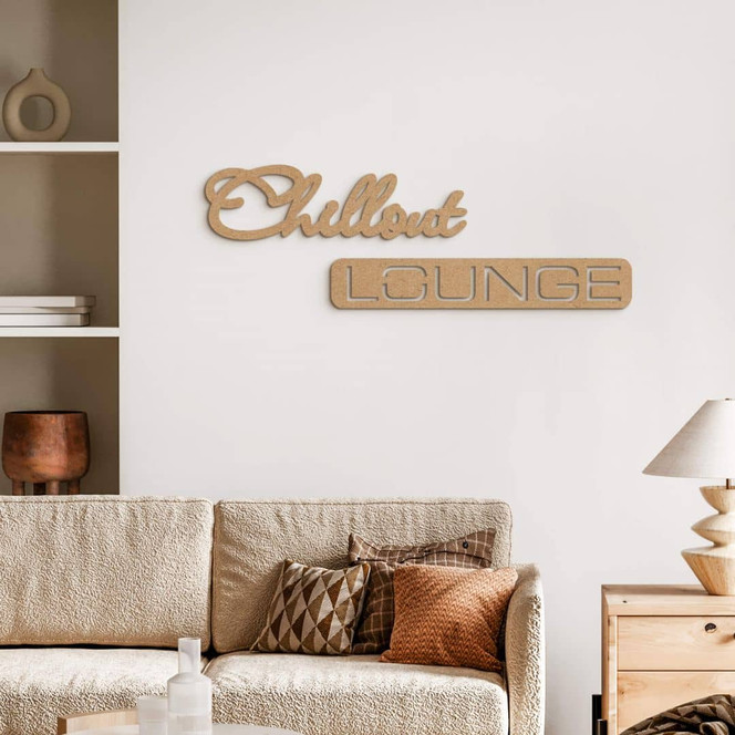 MDF-Deko 3D Schriftzug Chillout Lounge - Natur