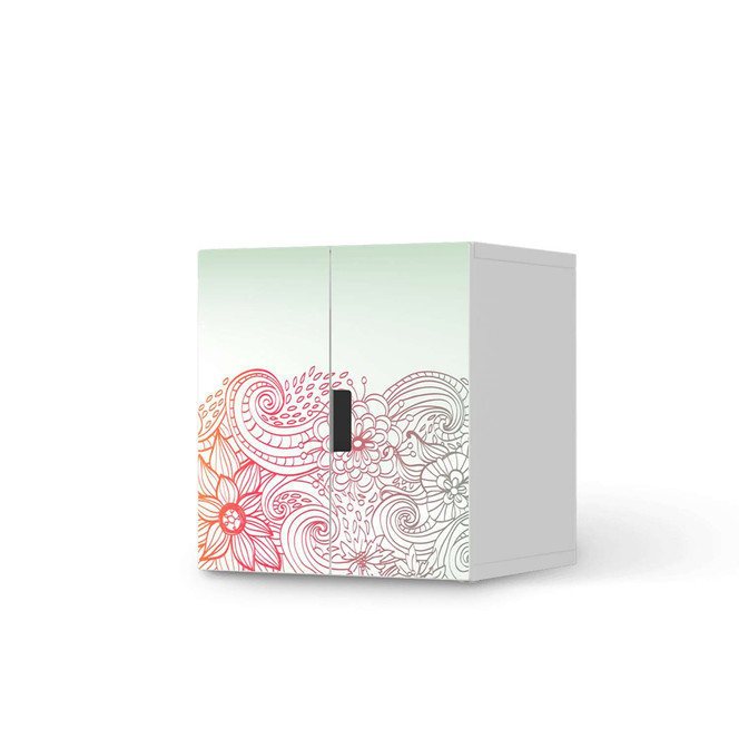Möbelfolie IKEA Stuva / Malad Schrank - 2 kleine Türen - Floral Doodle- Bild 1