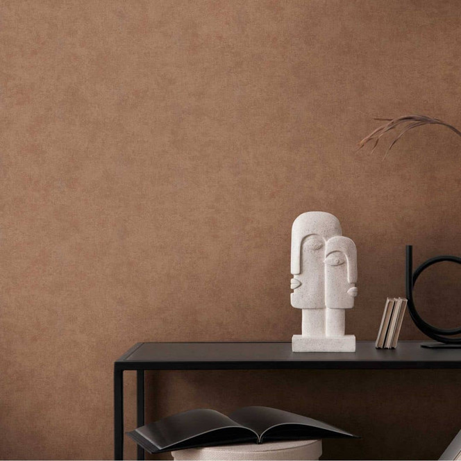 Unitapete mit Putz-Optik Terrakotta - Einfarbige Tapete mit Struktur - Strukturtapete