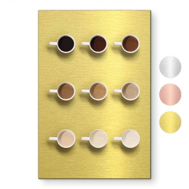 Alu-Dibond gebürstet mit Gold-, Silber- & Kupfereffekt - Shades of coffee