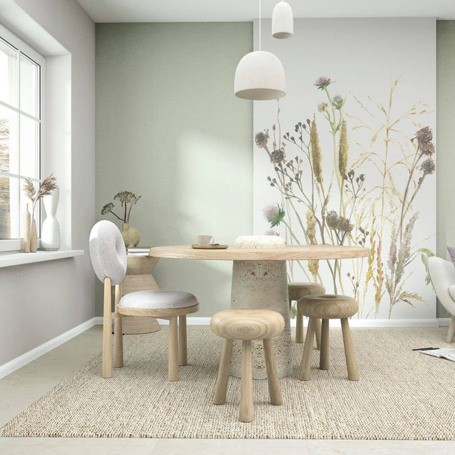 Fototapete Blumen, Blätter Floral Natur matt in Weiss, Beige 2.70 x 1.59m