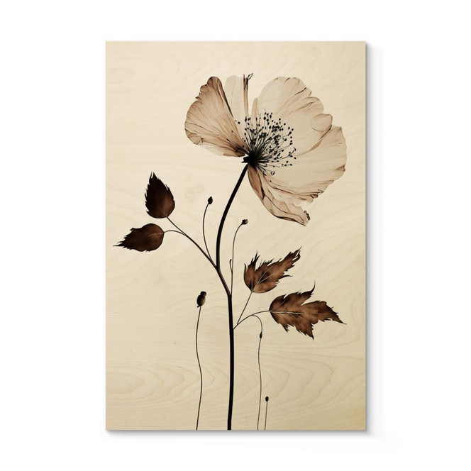 Holzbild Blumen - Trockenblüte in Creme - Treechild