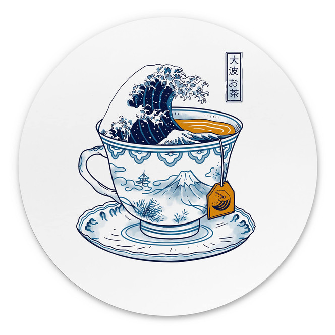 Wandbild Grosse Welle Tee im Hokusai-Stil - Trinidad - Alu-Dibond Rund