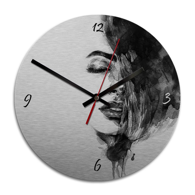 Wanduhr Alu-Dibond-Silbereffekt - Sleeping Beauty - Ø 28cm - Bild 1