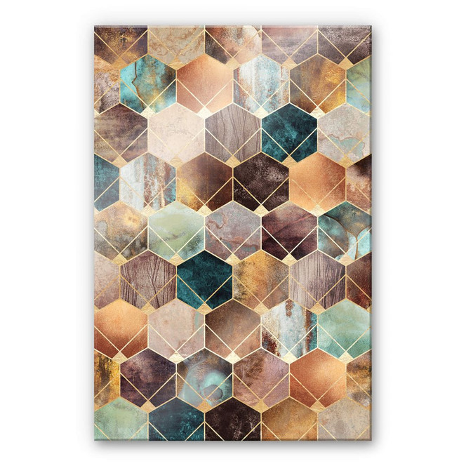 Acrylglasbild Fredriksson - Hexagone: Gold und Kupfer
