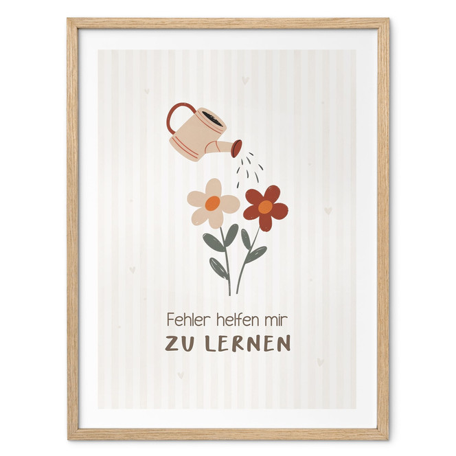 Affirmationsposter "Fehler helfen mir zu lernen" mit Giesskanne für Kinder