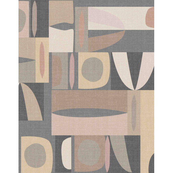 Fototapete Bildtapete Geometrisches Retro Muster in Dunkelblau, Taupe & Beige 2.7 x 2.12 m