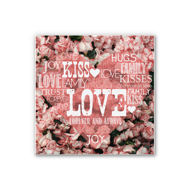 Hartschaumbild Liebesherz im Blumenmeer - quadratisch