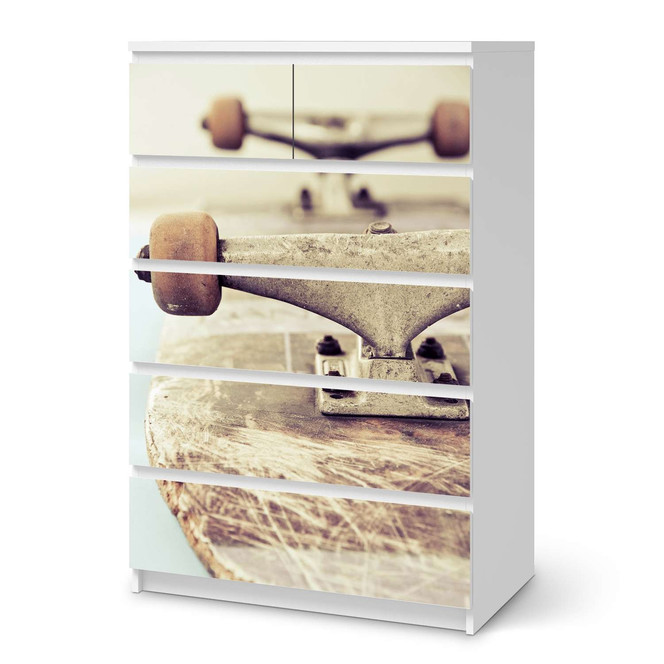 Möbel Klebefolie IKEA Malm Kommode 6 Schubladen (hoch) - Skateboard- Bild 1