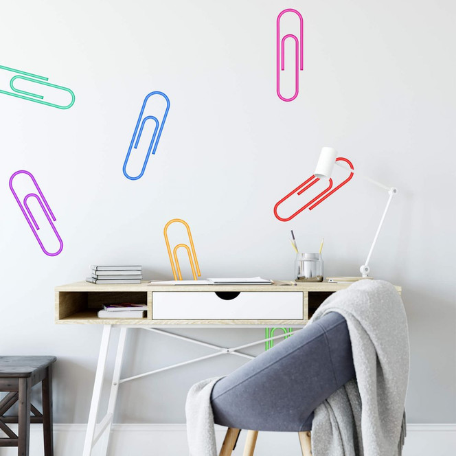 Wandtattoo Büroklammern - bunt