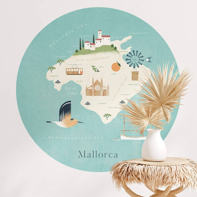 Wandtattoo Karte von Mallorca Rund - Rivers