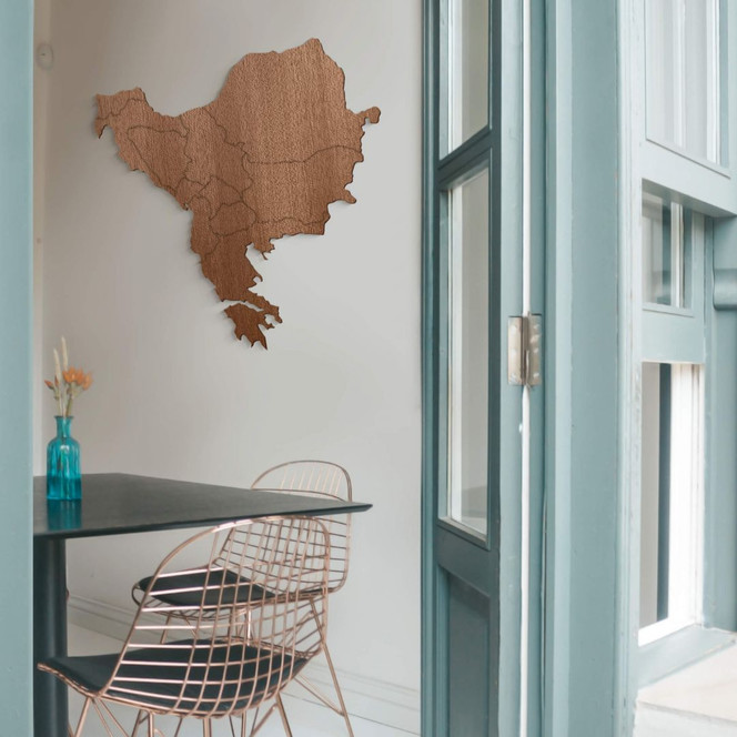 Holzkunst Mahagoni Furnier - Karte Balkan Südosteuropa