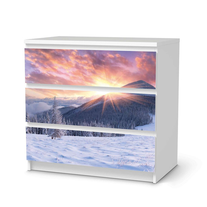 Klebefolie IKEA Malm Kommode 3 Schubladen - Zauberhafte Winterlandschaft- Bild 1