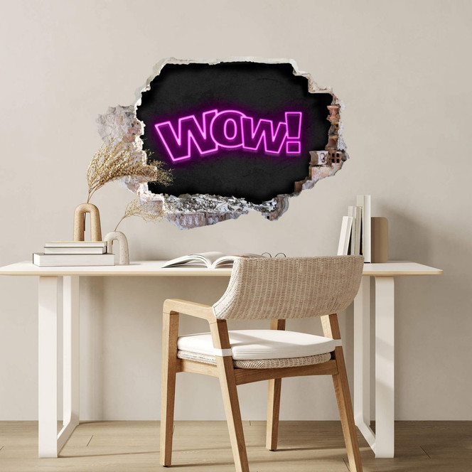 3D Wandtattoo WOW Schriftzug - Neonlicht