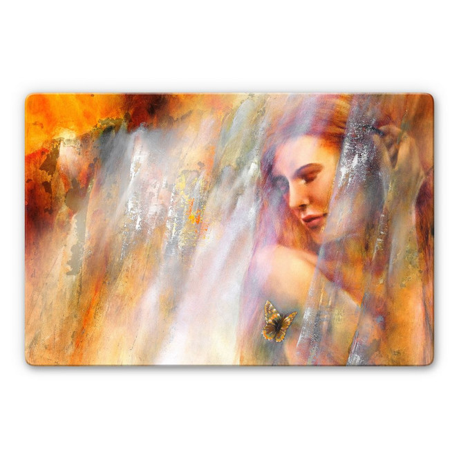 Glasbild - Schmucker - Laura mit Schmetterling