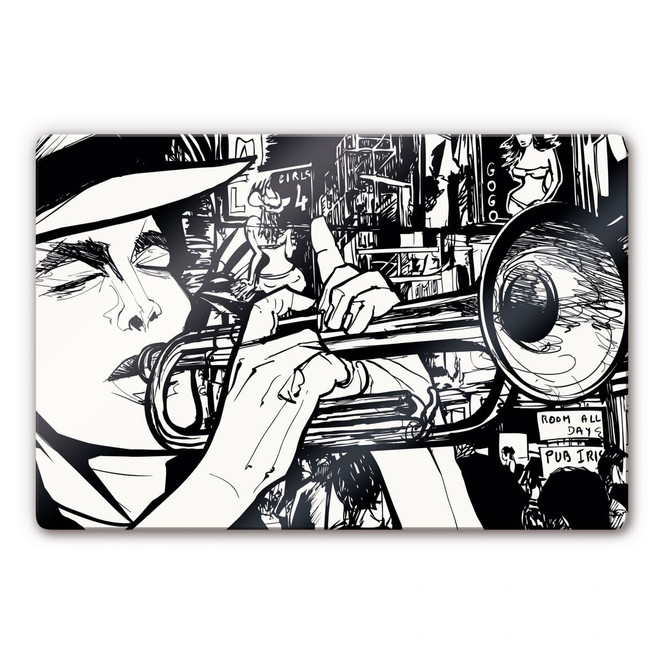 Glasbild Sound of a Street Musician