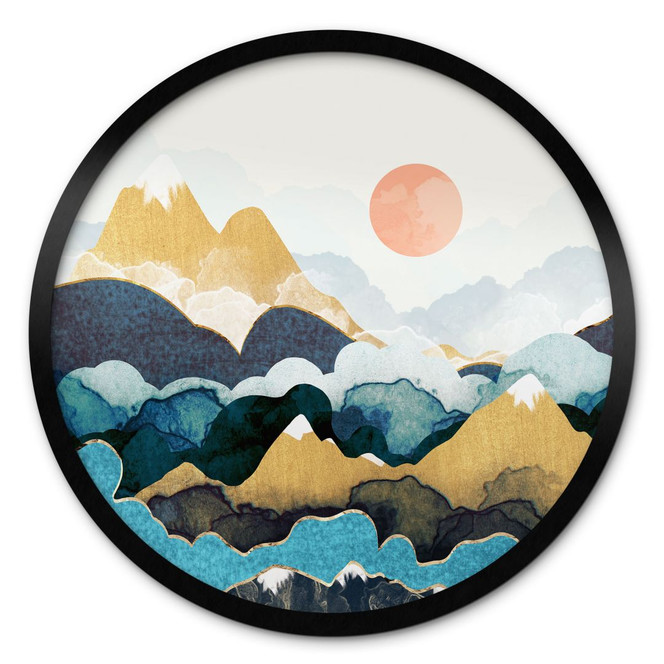 Poster Berggipfel über den Wolken - SpaceFrog Designs - Rund