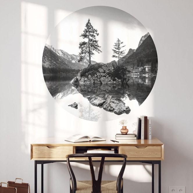 Wandtattoo Malerische Landschaft mit glasklarem Bergsee - Hintersee - Rund