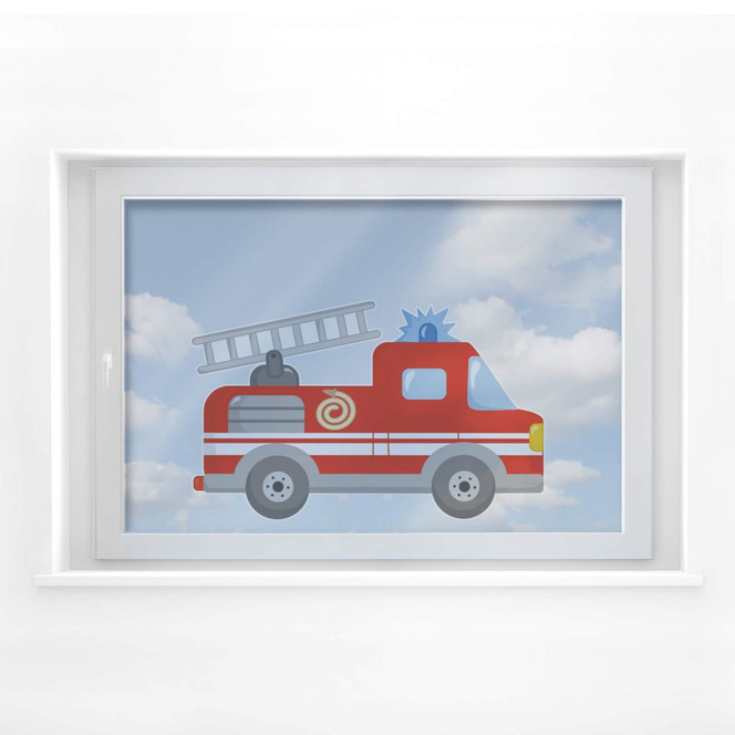Fensterbild Feuerwehrauto