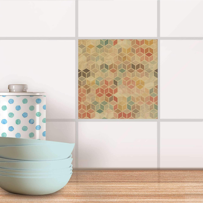 Fliesenaufkleber - 3D Retro