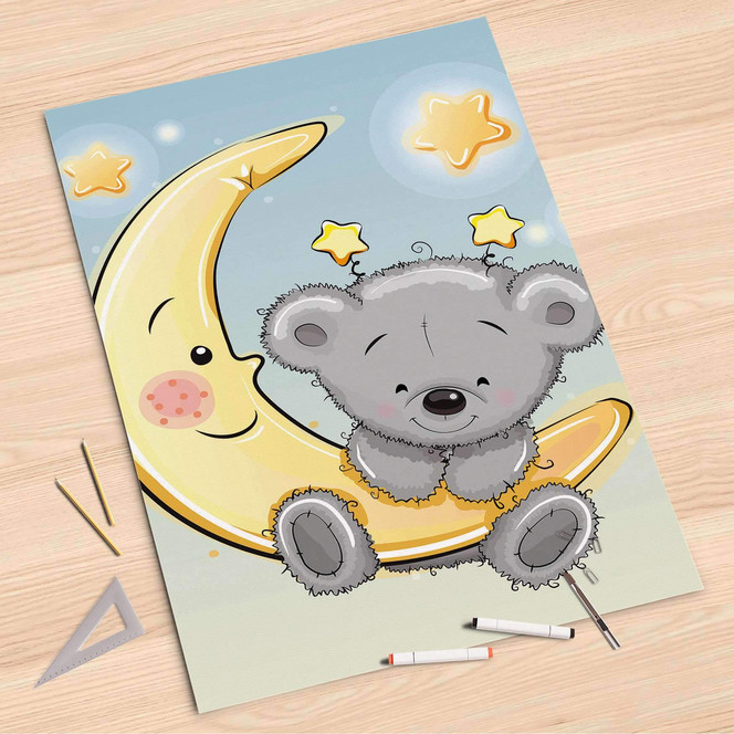 Folienbogen (80x120cm) - Teddy und Mond- Bild 1