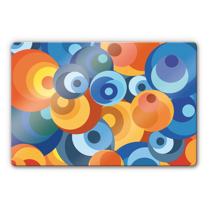 Glasbild Retro Kreise 1970