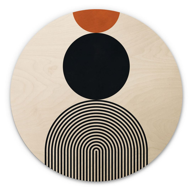 Holzbild Abstrakte Linien und Kreise im Einklang - Costa - Rund