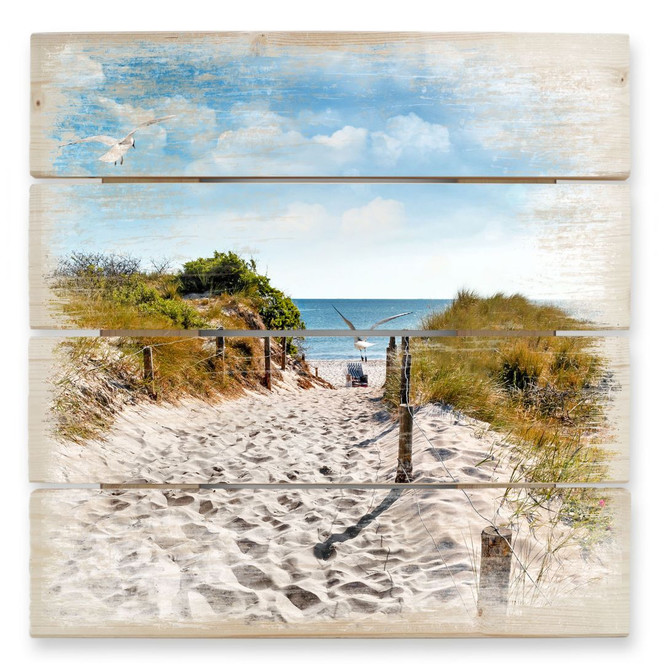 Holzbild Way to the Beach - 40 x 41.5 cm