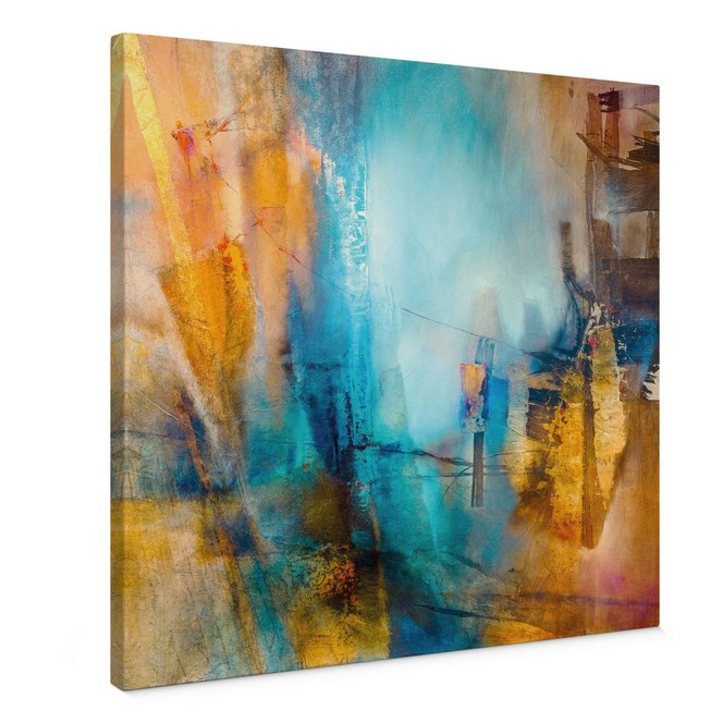 Leinwandbild Abstrakte Kunst - Fernes blaues Licht - Schmucker - Quadratisch