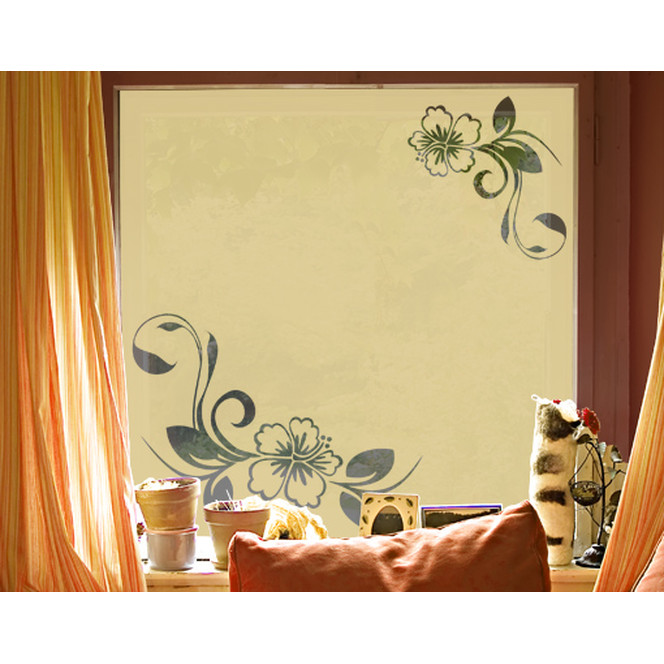 Folienfarbe in Wohnansicht: Sparkling Yellow - Sichtschutz Hibiskustraum II