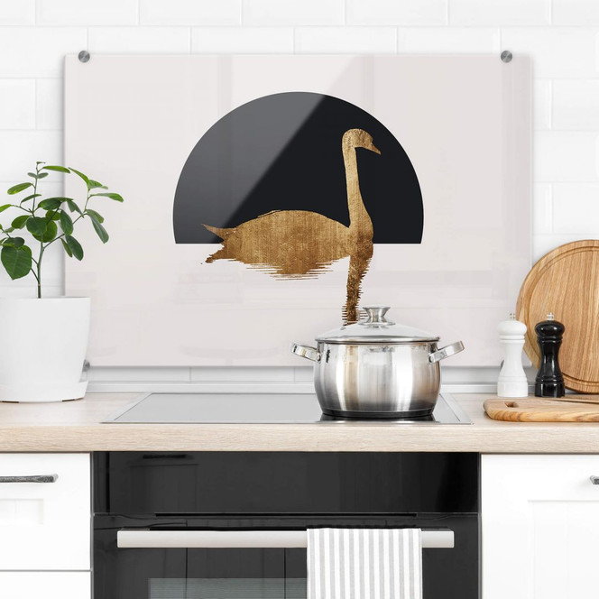 Spritzschutz Kubistika - Schwanensee im Halbmond