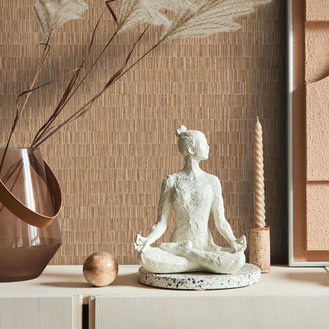 Vliestapete in strukturiertes Kachelmotiv braun Textiloptik