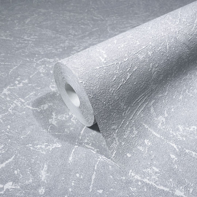 Vliestapete mit textiler Putzoptik grau Struktur