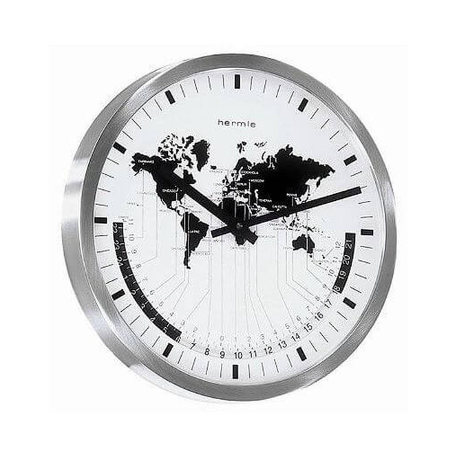 Wanduhr Airport "HERMLE" Weltzeit EAR Quarzuhrwerk