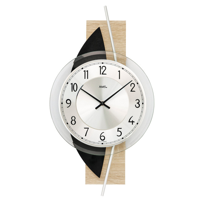Wanduhr Holzgehäuse Sonoma/Schiefer-Applikation