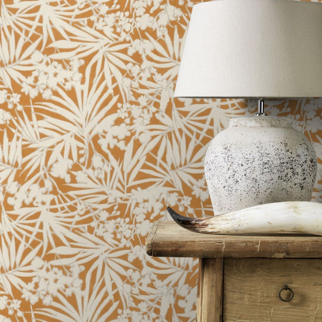 Blumentapete, Vliestapete Paraiso orange