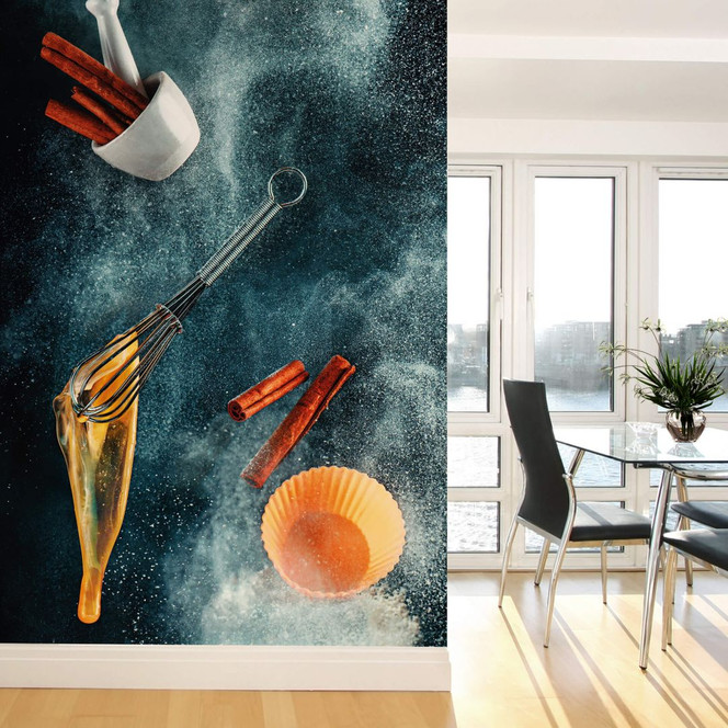 Fototapete Belenko - Kitchen mess: cinnamon cupcake