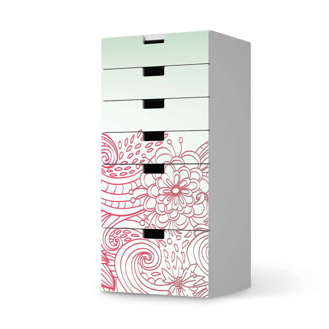Klebefolie IKEA Stuva / Malad Kommode - 6 Schubladen - Floral Doodle- Bild 1