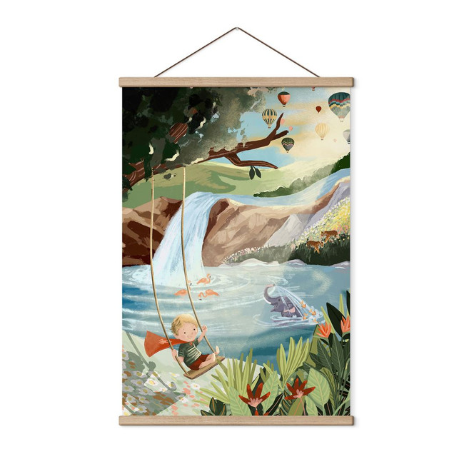 Stoffbild Schaukeln in der Natur-Oase - Goed Blauw