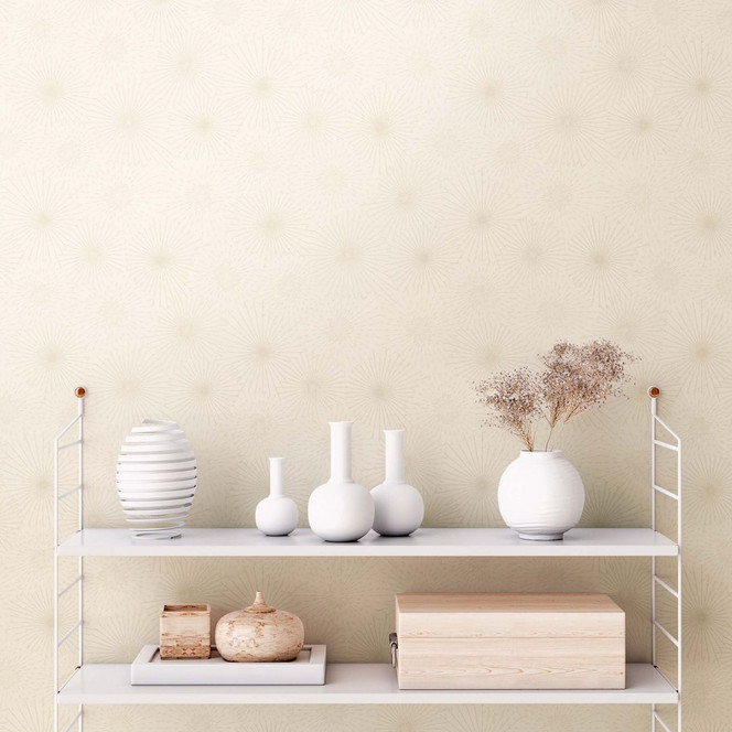 Vliestapete Muster Beige Tapete Kreise Creme Design Mustertapete Wohnzimmer