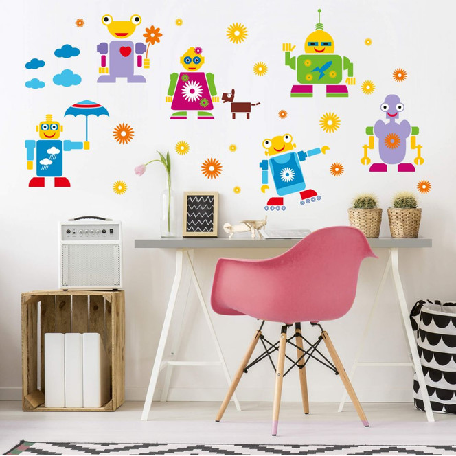 Wandsticker Roboter-Set Mädchen