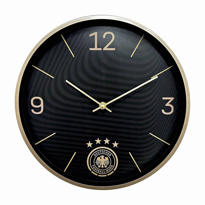 Fussball Wanduhr DFB - Schwarz-gold Ø30 cm