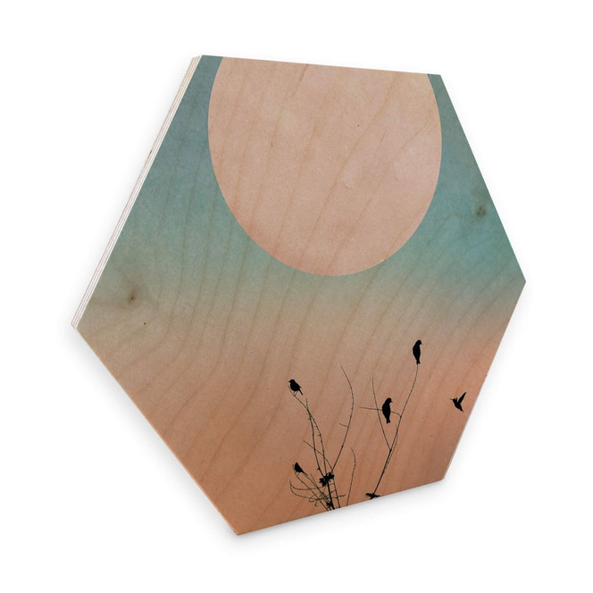 Hexagon - Holz Birke-Furnier - Kubistika - Warmer Morgen