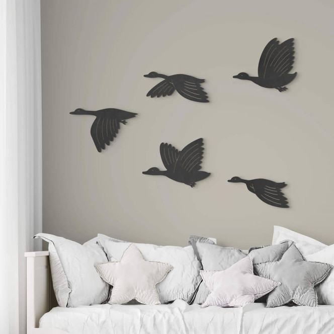 MDF Wanddeko Fliegende Gänse (5-teilig)