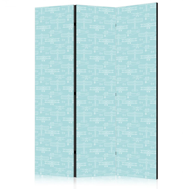 Paravent, Raumteiler freistehend, Trennwand - Sketch: Airplane Outline on Turquoise