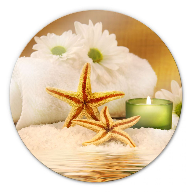 Glasbild Candle Snow - rund