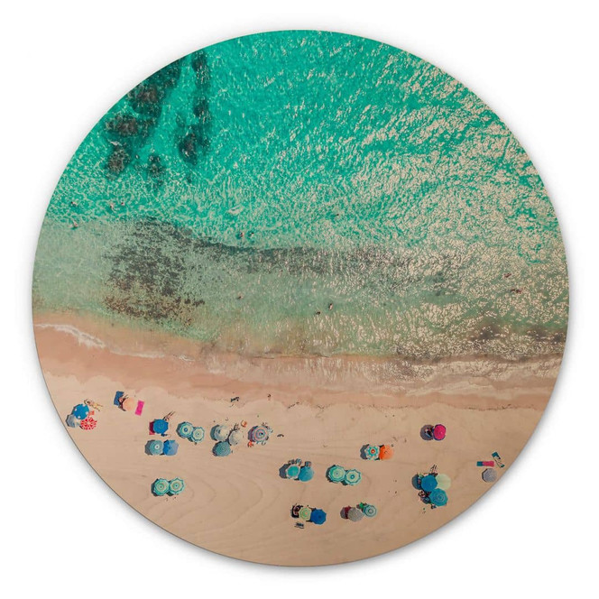 Holzbild Sisi & Seb - Am Strand - Rund