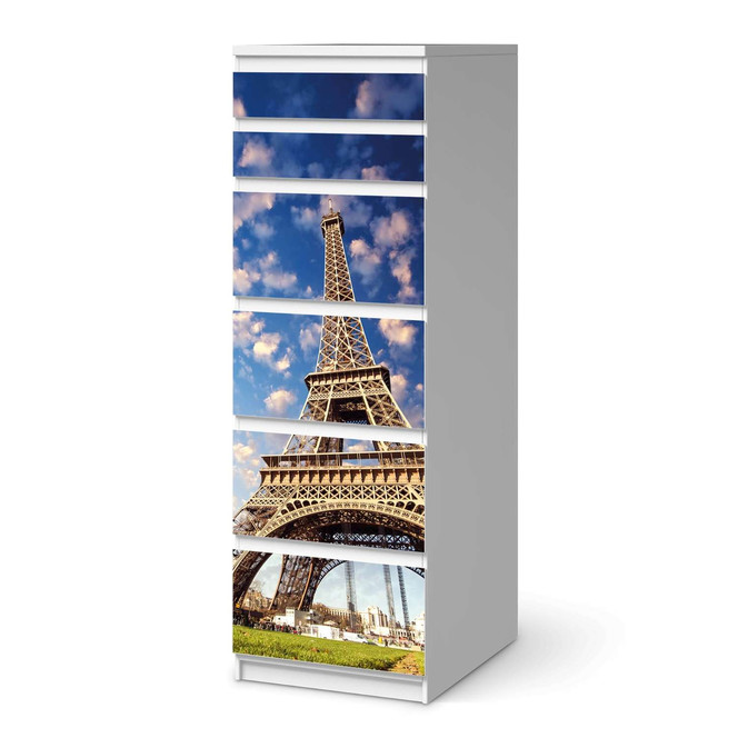 Klebefolie IKEA Malm Kommode 6 Schubladen (schmal) - La Tour Eiffel- Bild 1