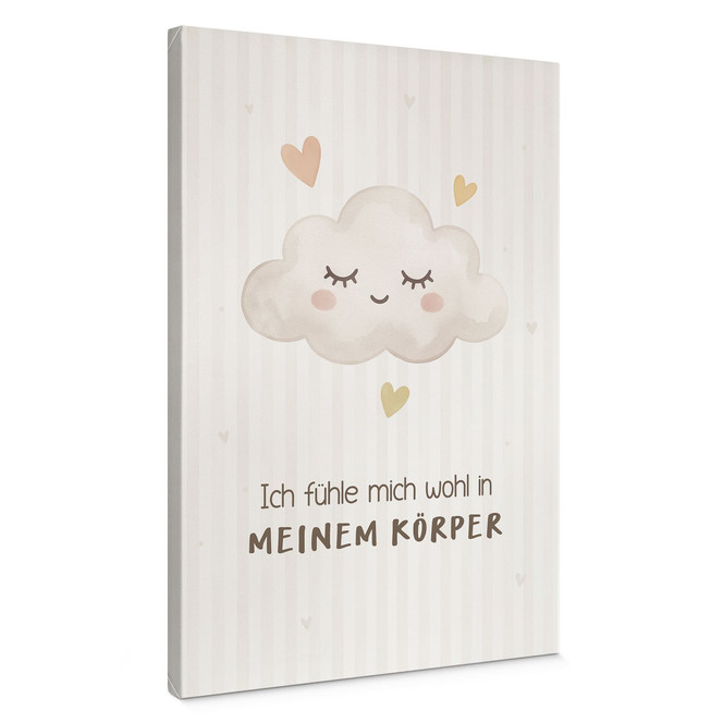 Leinwandbild mit Wolke - Affirmation "Ich fühle mich wohl in meinem Körper" für Kinder